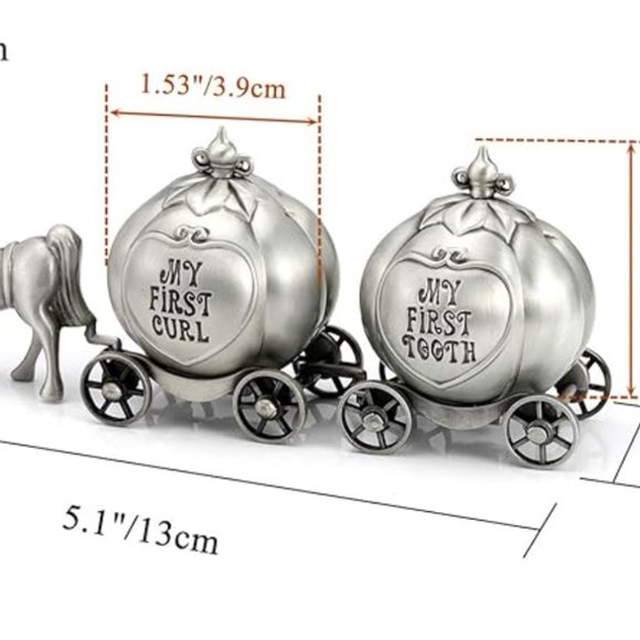 BABY GIFT Keepsake Boxes Tooth Fairy Lock of Hair Pumpkin Carriage Locket - Picture 6 of 13